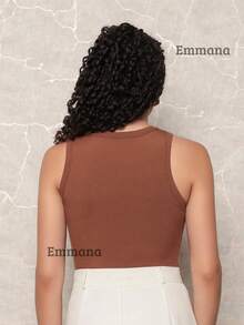 Kit Of 6 Plain Ribbed Tank Tops Basic Women's Sleeveless Blouse - Đen\2Nâu\Xám\Be\Hồng - Xem 10