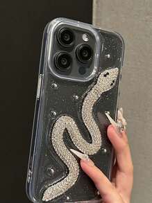 Funda de teléfono de lujo con diseño de serpiente de diamante blanco para 13 Pro Max/14 Pro Max/15 Pro Max/16 Pro Max/15 Pro/14 Pro/13 Pro/12 Pro/11/12/13/14/15/16