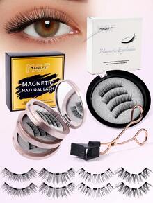 MAGEFY 4对CC卷翘磁性假睫毛套装，带磁性夹子，混合款式，无需胶水，自然可重复使用的仿貂毛睫毛，7-12毫米，适合日常佩戴，防水，卡通睫毛，加长外眼角，放大眼睛。 - 自然纖長款 - 查看 13