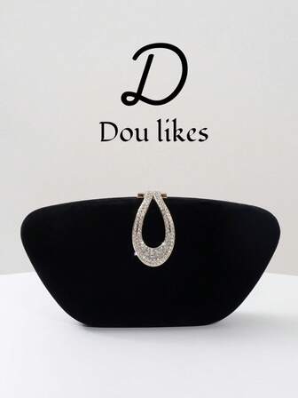 1 st lyxig sammets lådformad festhandväska, vattendroppeformad kuvertväska med strassdekor, lämplig för gala, bal, formell klädsel, formell fest axelväska, tready partyväska, perfekt för fest, bröllop, bal, formell middag/bankett, idealisk accessoar för dambalklänning, balklädsel, paljettklänning, glansig klänning, elegant damklänning.