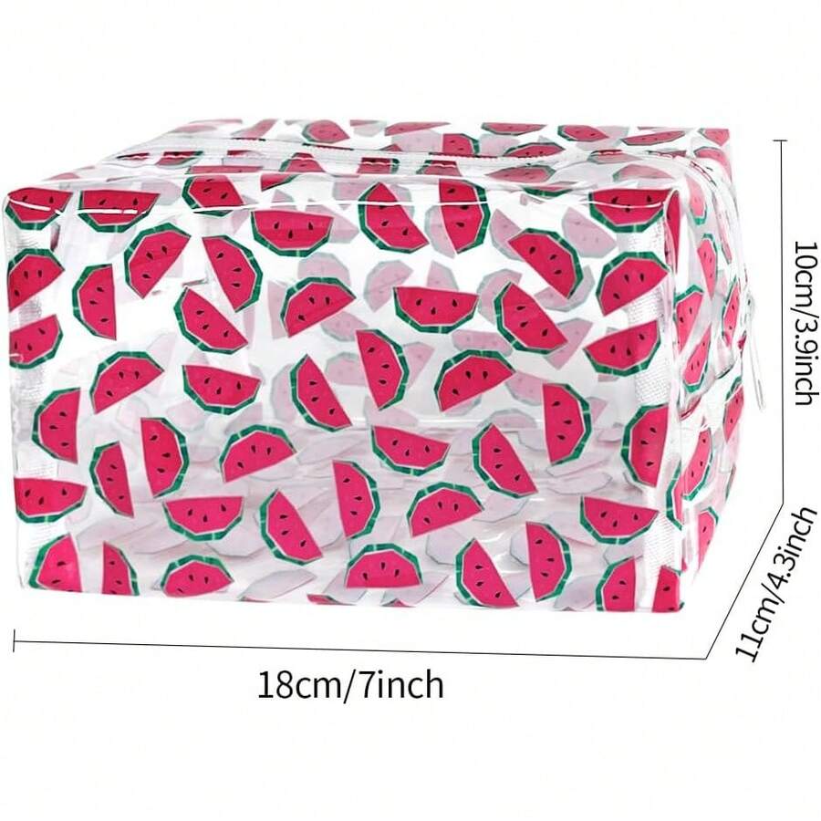Clear Lemon Print Waterproof Cosmetic Bag, Reusable, Suitable For Gift Collection, Portable Organizer (D1037-13) - D1037-2 - View 1