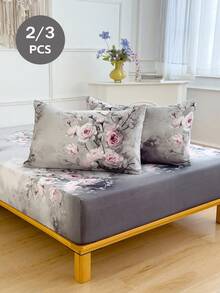 2/3 Piece Soft Bed Sheet Set - Bedding Set Includes 1/2 Pillowcases And 1 Mattress Protector (30cm/12 Inch Deep) - Modern Mattress Cover Or Mattress Pad, Fits All Bed Sizes Including Twin, Full, Queen, King, Single And Double - Grey - View 5