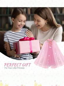 3 Peças Conjunto de Fantasia de Princesa, Varinha Mágica e Capa, Adequado para Meninas Pequenas se Fantasiarem, Jogos de Fantasia, Acessórios para Festas de Interpretação de Papéis em Feriados, É uma Escolha Ideal para Dar de Presente a Meninas