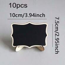 10Pcs Mini Blackboard Display Panel Decoration, Home Decoration Signs, Mini Message Board Display Wooden Blackboard, Suitable For Wedding, Baking Display, Hotel, Banquet, Dessert, Table Cards