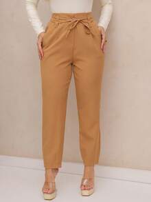 Fleur D'hiver Mode Straight Tailor Dress Pants - Camel - View 5