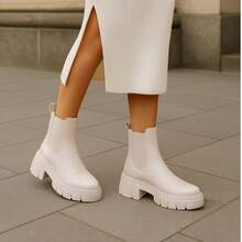 Botin Chelsea de piel de moda para cualquier temporada, casual y extremadamente comodo. - Beis - Ver 1