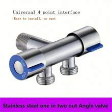 Vanne d'angle à trois voies à double commande, 1 entrée 2 sorties, vanne d'angle de robinet, noyau en laiton en acier inoxydable 304, valve à trois voies compagne des toilettes 1/2", connecteur de tuyau divisé multifonctionnel facile à installer, convient pour le lave-linge, le robinet mural de salle de bain, le connecteur de pomme de douche