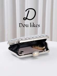 Women's Sparkling Crystal Decorated Evening Clutch Purse, With Metal Rhinestone Decor, Gleaming Box Style Wallet, Perfect For Creating A Charming Look, Suitable For Brides, Weddings, Parties, Balls, Birthday Gifts, Valentine's Gifts, Gatherings, Crossbody Bag, Handbag, Makeup Bag, Perfectly Matching New Year Outfits And Women's Party Dresses, Stylish Party Bag, Ideal For Parties, Weddings, Balls, Formal Dinners/Banquets