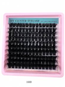 5 caixas de cílios postiços combinados 60D + 80D + 100D + 120D + 160D, pretos, fofos e segmentados, 12-20 mm, comprimento misto, curvatura em D, faça você mesmo, maquiagem diária