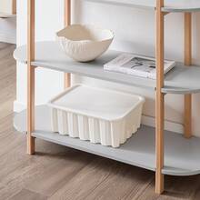SoBuy Bookshelf Multifunctional Shelf Standing Shelf With 2 Shelves Coffee Table Sideboard Grey And Natural WHT Approx. 100x88x33cm HSTR01-H-HG - Grey - View 5