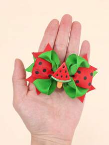 2pcs Red Fruit Hair Bow Clips For Girl,Fabric Watermelon Decor Bow Hair Clips,Fashion Alligator Clips Hair Accessories For Gifts