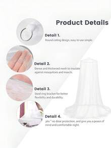 1pc Highly Dense Dome Mosquito Net, Ceiling Hanging Baby Mosquito Net, Folding Tent, Princess Style, No Installation, Party Decor - Multicolor - View 11