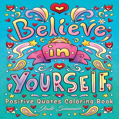 1 قطعة كتاب تلوين إلهامي عن الحب الذاتي - كتاب تلوين للكبار للإسترخاء من الإجهاد مع ورق سميك محسن، 22 صفحة نابضة بالحياة | استرخاء وتخفيف الضغط | هدية مثالية للرجال والنساء والمراهقين | مقاس 8" * 8"بوصة، العودة إلى المدرسة، مستلزمات المدرسة