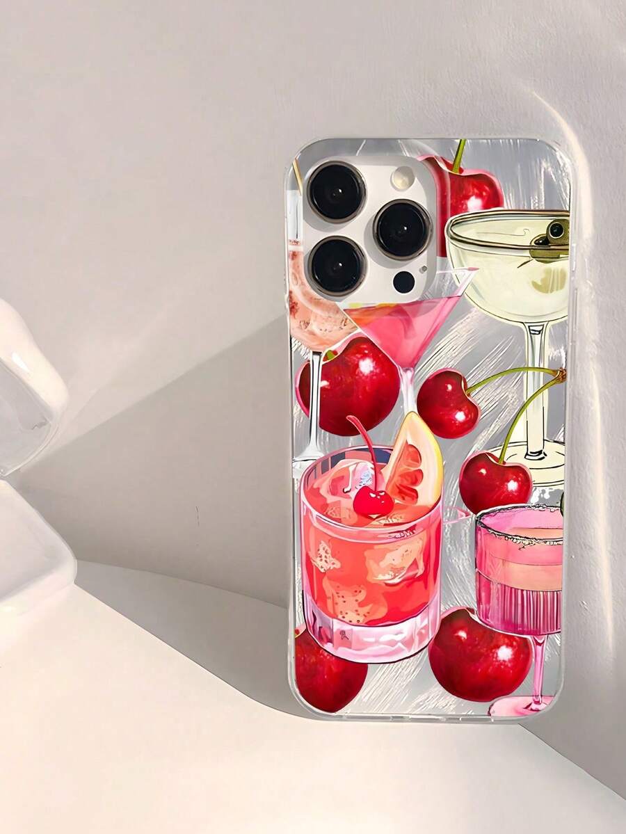 Funda de teléfono suave con pintura de frutas, de moda y minimalista, con malla de plata y plumas, compatible con iPhone16/iPhone16PROMAX/iPhone15, pintura iPhone15Promax Apple P13 P14 para mujeres, a prueba de caídas para P11 P12 XS.XR /78P.78GES2A14/A15S23U/A50A12A32A52A72A51A21SA13A14S22ultraS23A33A53S20FE, resistente al agua, a los golpes y a los arañazos - Multicolor - Ver 1