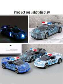 儿童电动灯光和声音警车玩具，可旋转电池供电幼儿男孩/女孩音乐模型警车（不含电池），返校