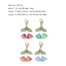 Set de 4 decoraciones colgantes de flor de vidrio y acrílico, dijes con mosquetón, para bolsos, llaves, collares, joyería o accesorios de automóvil, colores variados, 30mm