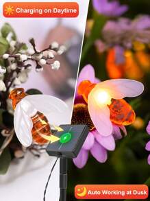 1 pieza Luces solares para exteriores, diseño de abeja, 8 modos, 100/50/20 luces de hadas solares de LED, para jardín, patio, árbol, fiesta, boda, regreso a clases, Halloween, Acción de Gracias, Navidad y celebraciones.