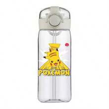 pokemon 400ML Cartoon Pokemon Pikachu Sports Water Bottle Outdoor Large Capacity Leak-Proof Cup Motivational Portable Plastic Cup Straw