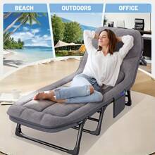 [6-Speed Adjustable Sleeping Bed] 6-Speed Adjustable Sleeping Bed, Folding Camping Bed, Portable Folding Bed, Comfortable Mattress And Pillow, Breathable Fabric, Thick Steel Frame, Free Blanket And Eye Mask, Nap Nap Bed, Single Companion Bed, Suitable For Outdoor Office Home Use.