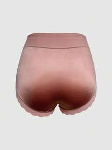 5条装女士无痕缎面中腰荷叶边桑蚕丝裆部提臀内裤