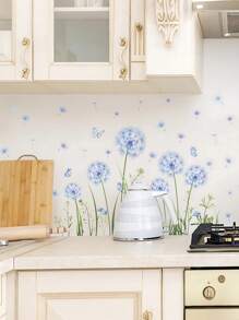 1 Pc Creative Blue PVC Waterproof Dandelion Removable Wall Decal For Living Room Decoration Bedroom Decoration Window Decoration Kitchen Decoration TV Wall Background Decoration Bathroom Decoration And Home Decoration Wall Stickers Wall Decor Wall Sticker Personalised Stickers