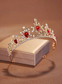 1 pièce Accessoire couronne en alliage minimaliste rouge, convient pour le mariage ou l'anniversaire des femmes