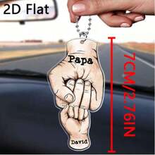 2D Customized Fist Bump Family Heirloom Pendant, Personalized Name Text Keychain, Father's Day Gift,Graphic Print - Multicolor - View 6