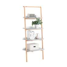 SoBuy Ladder Shelf With 5 Levels Bookcase Multifunctional Shelving Unit Bathroom Shelf Wall Shelf Gray And Natural W 65 X 169 X 39 Cm HSTR02-HG