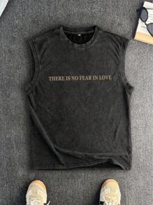 Men's Casual Sleeveless Distressed Washed Round Neck Tank Top