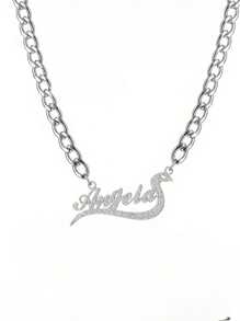 Collier sablé personnalisé à simple couche, pendentif personnalisé avec nom et symbole du serpent zodiac brillant, chaîne gourmette en acier inoxydable 201, nouvelle bijouterie 2025, cadeau pour la Saint-Valentin, la Fête des Mères, l'anniversaire, l'anniversaire de mariage