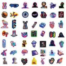 52pcs Colorful Edge Cyberpunk Style Cartoon Decals Graffiti Vinyl Waterproof Stickers Decorated Suitcase Water Bottle DIY Phone Laptop Computer Skateboard Luggage Helmet Self Adhesive, School Supplies,Back To School