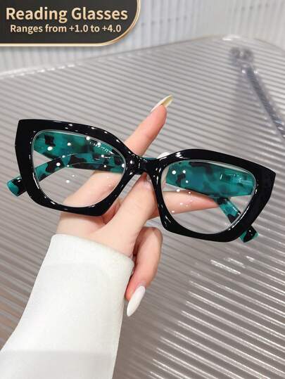 LiMiaoMiao 1pc Women Oval Vintage Reading Glasses, Clear Transparent Computer Magnifying Glasses, Strength +1.0 To +4.0