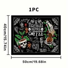 1pc Square Skull & Coffee Pattern Heat Resistant Mat, Soft Rubber Backed Insulation Pad, Table Protector, Coffee Machine Mat, Kitchen Drainage Mat, Household & Kitchen Coaster - Multicolor - View 15