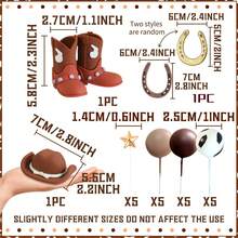 LaVenty Cowboy Rodeo Cake Topper Cowboy Western Cake Decorations Cowboy Hat Birthday Cake Topper Cowgirl Boots Cake Topper Cow Balls Cake Topper - Multicolor - View 3