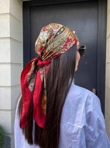 1 pezzo Foulard quadrato in stile paisley per donna, moda versatile per danza di strada, feste, ciclismo, bracciale, fascia, cravatta da collo, decorativo in seta, adatto per uso quotidiano in tutte le stagioni