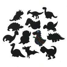 24 cartões criativos de desenho animado de dinossauro, monstro, animal, para raspar, marcadores de página engraçados feitos à mão, com 12 pincéis para pendurar + 24 fios coloridos