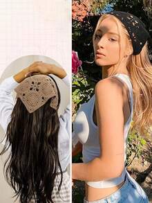 1 Stück Damen Bandana gehäkelter Kopftuch Blumen Dreieck Kopftuch, atmungsaktiv vielseitig Retro Gänseblümchen Haarband für Damen Mode Haaraccessoires Boho Haarband Herbst Winter Stirnbänder für Damen für Urlaubsoutfits Frau - Verschiedenfarbig - Übersicht 5
