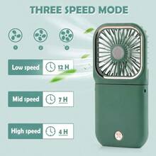 TFFFHandheld FanPortable Mini Fan With Power Bank 3000mAh USB Rechargeable Quiet Desk Fan With Cell Phone Stand Foldable 3 Speeds Strong Airflow 12 Working Hours Neck Fan