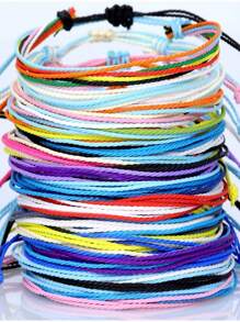 6pcs Random Color Bohemian Style Simple Beach Friendship Bracelets Set For Men & Women
