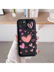 Estuche de teléfono diseñado con un patrón de amor rosa pintado a mano, compatible con modelos de  11 a 16, incluyendo todas las variaciones como Plus y Pro.Estuche de teléfono vintage retro. - Multicolor - Ver 3