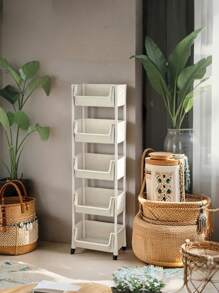 3/4/ 5-Tier Rolling Utility Cart With Wheels,Compact And Practical Space Saving 5-Tier Organizer,Combination Removable Storage Rack,Rolling Plastic Storage Cart With Wheels,Multifunctional Kitchen And Office Use,Floor Stand With Wheels, Easy To Move Kitchen,Garage Or Studio Organization,Rolling Storage Cart