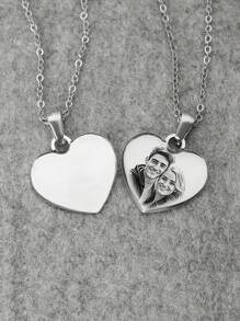 Personalisierte herzförmige Foto-Halskette - Individuelle Halskette mit Porträt eines geliebten Menschen - Personalisierte Edelstahl-Haustier-Foto-Halskette - Individualisierte Freundin-Foto-Halskette - Damen-Herzform-Foto-Anhänger-Halskette - Halskette für den Freund - Memorial-Foto-Halskette - Damen-Foto-Choker-Halskette - Individuelle Halskette für Mutter