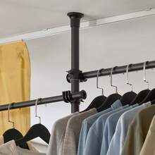 SoBuy Telescopic Rod Clothes Rack With 5 Clothes Rails And 2 Baskets Telescopic Wardrobe System Adjustable Shelving System W (209-311) X H (200-285) Cm White KLS04 - Black - View 5
