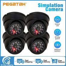 4pcs New Simulation Camera Dome Fake Monitor, Home Monitoring Camera, Indoor/Outdoor Simulation Anti-Theft Alarm, With Flashing Red LED Camera, This Camera Does Not Include Batteries, Fake Camera Without WiFi - Black - View 3