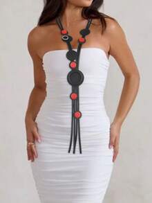 MARLIWOO 1 件时尚哥特风格复古小众嘻哈女式吊坠项链 - 黑紅色 - 查看 7