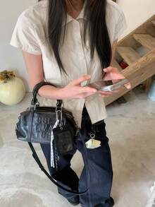 Áo kiểu nữ Hàn Quốc cổ polo tay ngắn trơn, màu trắng mùa hè. - trắng - Xem 4
