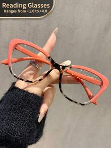 LiMiaoMiao 1 Stück Damen Katzenaugen Vintage Lesebrille, transparente klare vergrößernde Computer Lesebrille - Weiss - Übersicht 35
