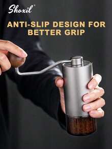 shoxil 1 件优质手动咖啡研磨机 - 容量 20 克，配备 CNC 不锈钢锥形毛刺、可调节研磨设置和胡桃木手柄，适用于浓缩咖啡/滴滤咖啡/法式压滤咖啡，便携，适合旅行/露营/居家