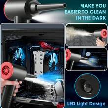Compressed Air Duster For PC,3-Gear Speed (Max 100000RPM) Cordless Air Duster With Light,Reusable Compressed Air For Keyboard, Replaces Compressed Air Can - Black - View 4