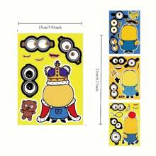Minions 6 piezas de pegatinas, pegatinas temáticas, manualidades DIY, impermeables y reutilizables